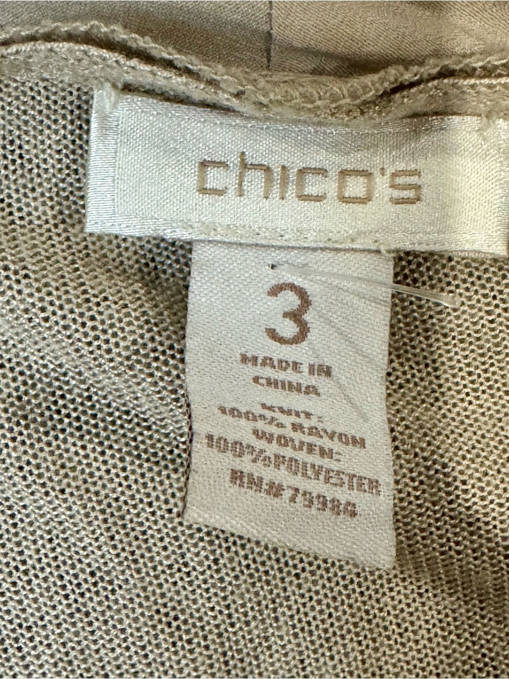 Chico's Light Beige Draped Open-Front Cardigan - Picture 4 of 6